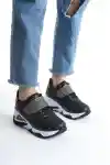 Siyah Simli Kadın Simli Bağcıklı Sneaker
