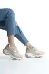 Altın Simli Kadın Simli Bağcıklı Sneaker