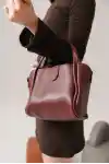 Bordo Kadın Cilt El ve Omuz Çantası