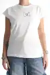 Krem Kadın Kedi Baskılı Alttan Lastikli Oversize Tshirt