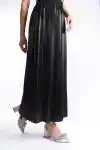Siyah Kadın Belden Lastikli Pileli Etek