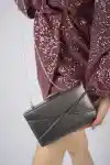 Platin Kadın Çapraz Taşlı Abiye Çanta