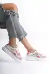 White-Red Womens Lace Sneaker