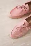 Pembe Süet Kadın Düz Bağcıklı Loafer Ayakkabı