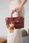 Bordo Kadın Ayıcıklı Şık Baget El Ve Omuz Çantası
