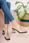 Siyah Şeffaf Kadın Şeffaf Topuklu Ayakkabı
