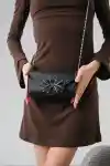 Siyah Tül Fiyonklu Kadın Taşlı Abiye Portföy Çanta