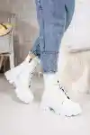 White Wrinkle Patent Leather Woman Boots