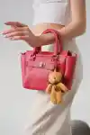 Kırmızı Kadın Ayıcıklı Şık Baget El Ve Omuz Çantası
