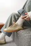 Altın Kadın Renk Bloklu Sneaker Ayakkabı