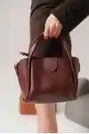 Bordo Kadın Cilt El ve Omuz Çantası