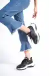 Siyah-Platin Kadın Şeritli Sneaker
