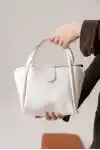 Beyaz Kadın Cilt El ve Omuz Çantası