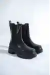 Siyah Cilt Kadın Lastikli Bot