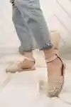 Bej Kadın Dantelli Sandalet
