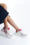 Beyaz-Kırmızı Kadın Sneaker