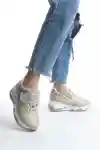 Altın Simli Kadın Simli Bağcıklı Sneaker