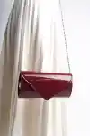 Bordo Rugan Kadın Abiye Çanta Saten Portföy Çanta