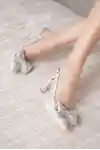 Gümüş Saten Kadın Fiyonklu İnce Topuklu Klasik Ayakkabı