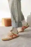 Turuncu-Yeşil Kadın Renk Bloklu Sneaker Ayakkabı
