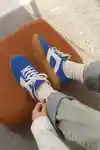 Mavi Süet Kadın Renk Bloklu Sneaker Ayakkabı