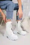 White Wrinkle Patent Leather Woman Boots