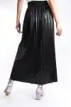 Siyah Kadın Belden Lastikli Pileli Etek