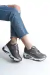 Platin Simli Kadın Simli Bağcıklı Sneaker