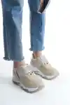 Altın Simli Kadın Simli Bağcıklı Sneaker
