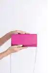 Fuchsia Satin Women Clutch Bag