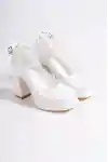 White Crocodile Womens Platform High Heeled Shoes