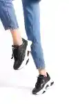 Siyah-Platin Kadın Sneaker