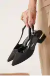 Siyah Simli Kadın Simli Kısa Topuklu Şık Abiye Topuklu Ayakkabı