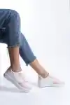 Beyaz-Pudra Kadın Sneaker