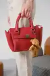 Kırmızı Kadın Ayıcıklı Şık Baget El Ve Omuz Çantası