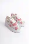 White-Red Womens Lace Sneaker