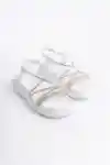 Beyaz-Beyaz Kadın Çapraz Taşlı  Sandalet