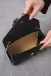Siyah Tül Fiyonklu Kadın Taşlı Abiye Portföy Çanta