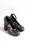 Platinum Croco Womens Platform High Heels