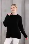 Siyah Bisiklet Yaka Oversize Triko Kazak