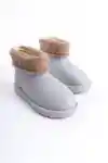 Gri Kadın İçi Kürklü Comfort Yağmur Bot
