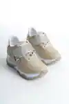 Altın Simli Kadın Simli Bağcıklı Sneaker