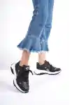 Siyah-Platin Kadın Şeritli Sneaker