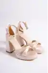 Satin Womens Cross Platform High Heel Shoes