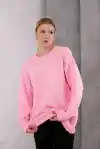 Pembe Bisiklet Yaka Oversize Triko Kazak