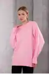 Pembe Bisiklet Yaka Oversize Triko Kazak