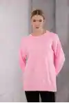 Pembe Bisiklet Yaka Oversize Triko Kazak