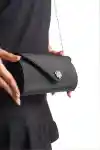Rozsa Fiyonk Taşlı Ve Bilek Taşlı Siyah Saten Platform Ayakkabı Ve Taşlı Clutch Portföy Çanta