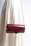Bordo Rugan Abiye Çanta Portföy Çanta Clutc Çanta