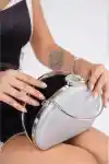 Gümüş Simli Kadın Simli Abiye Çanta Matara